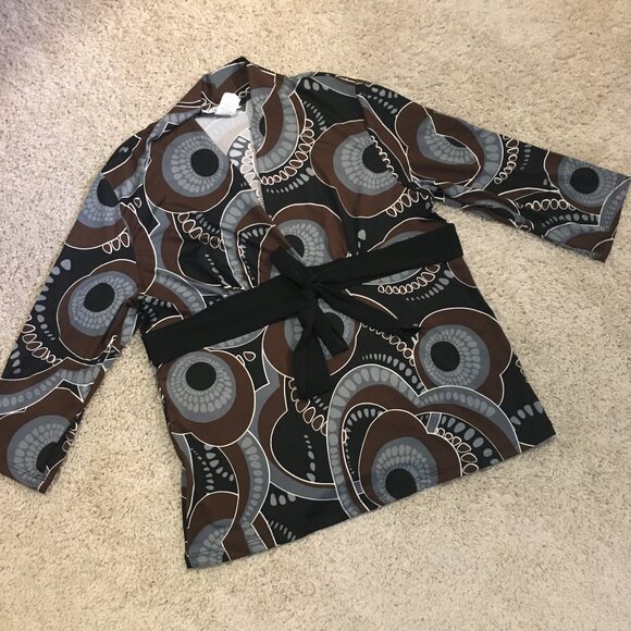 Y2K Carol Rose Retro 70s Groovy Tie Up Wrap Top Made in USA - Picture 11 of 16